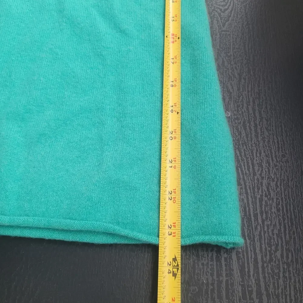 NWT J Crew 100% Cashmere T Shirt Sweater Size S Aqua Green Preppy Office Twee